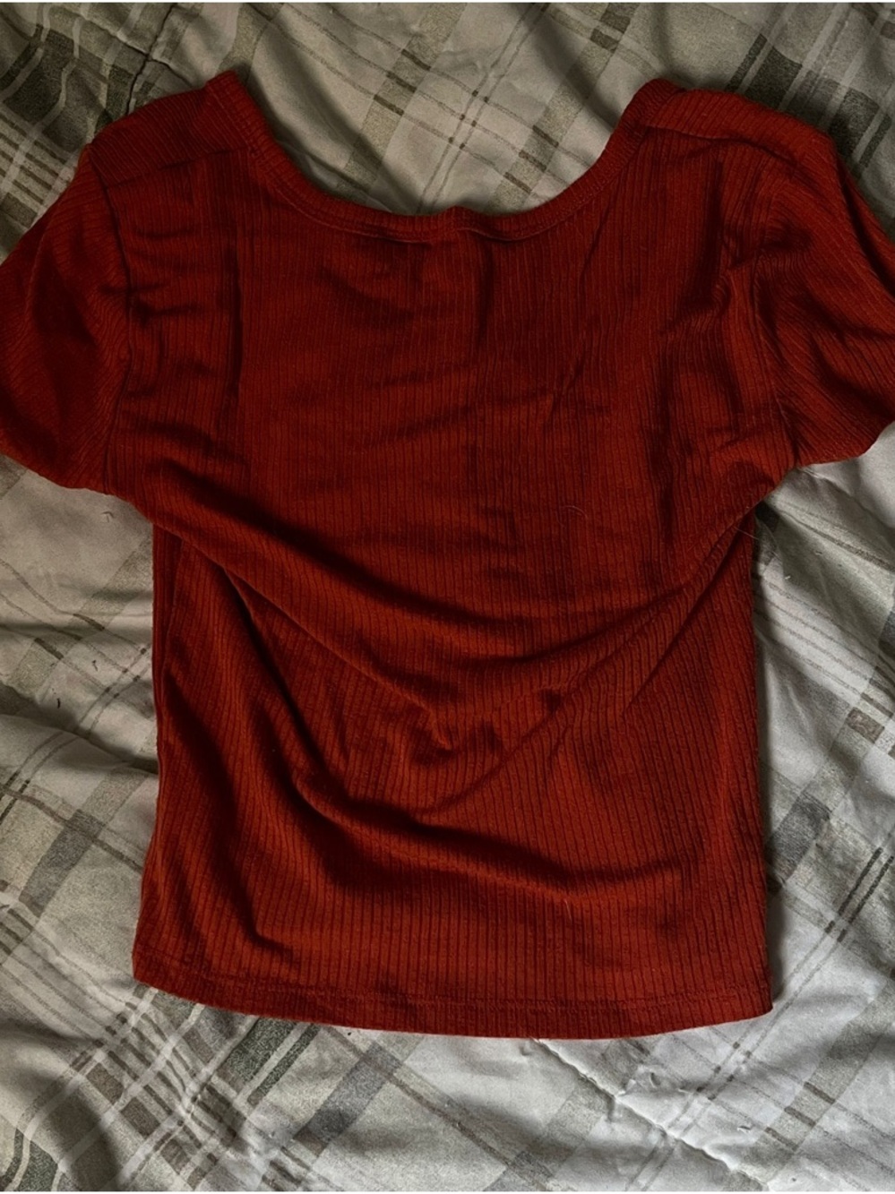 Bluenotes Red Ribbed Button-Front Crop Top - Picture 3 of 3